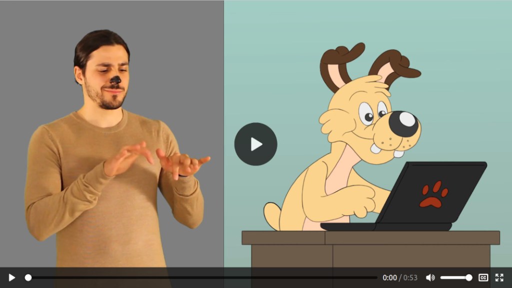 schermata del video supportato dal linguaggio dei segni