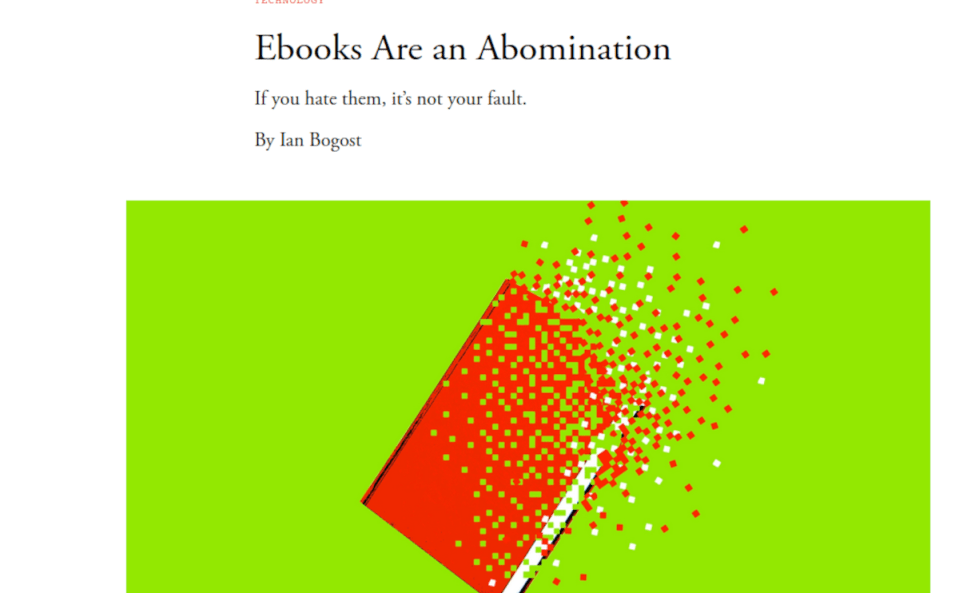 copertina di The Atlantic post Ebooks are an abomination