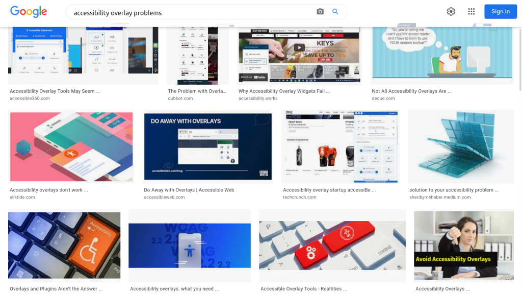 in Rete si trovano molte recensioni critiche e testimonianze di problematiche riscontrate tramite accessibility overlay