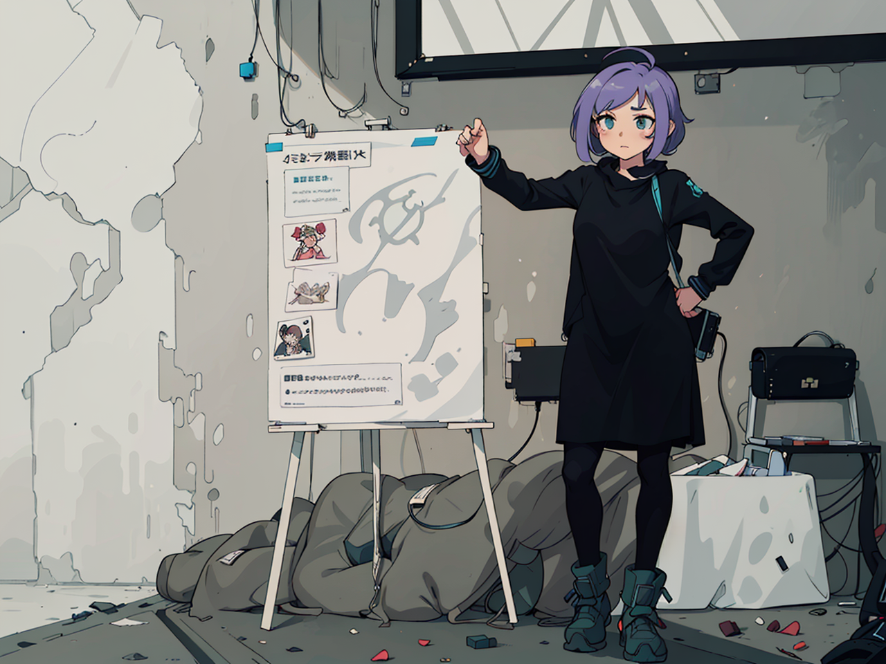 agnese trocchi capello viola look punk illustra uno schema di sperimentazione