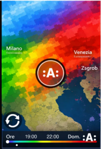 A weather map with information based exclusively on colors is made accessible to colorblind people thanks to the addition of symbols to the selected color areas.