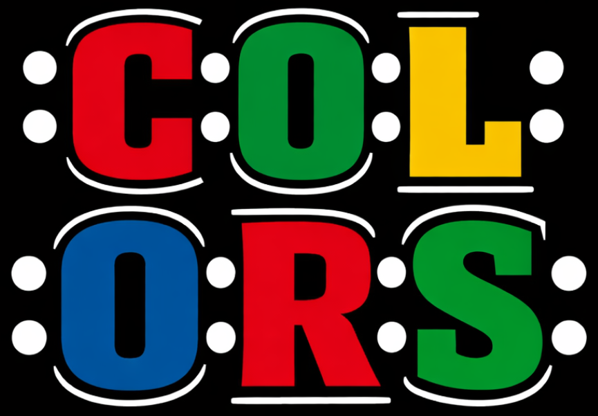 il logotipo di COLORS si presenta con coloratissimi glifi contornati da linee bianche