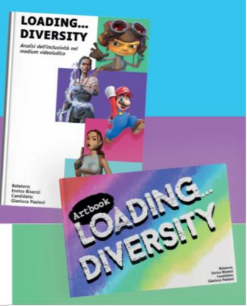 La copertina dell'artbook LOADING DIVERSITY con molti personaggi di videogiochi illustrati